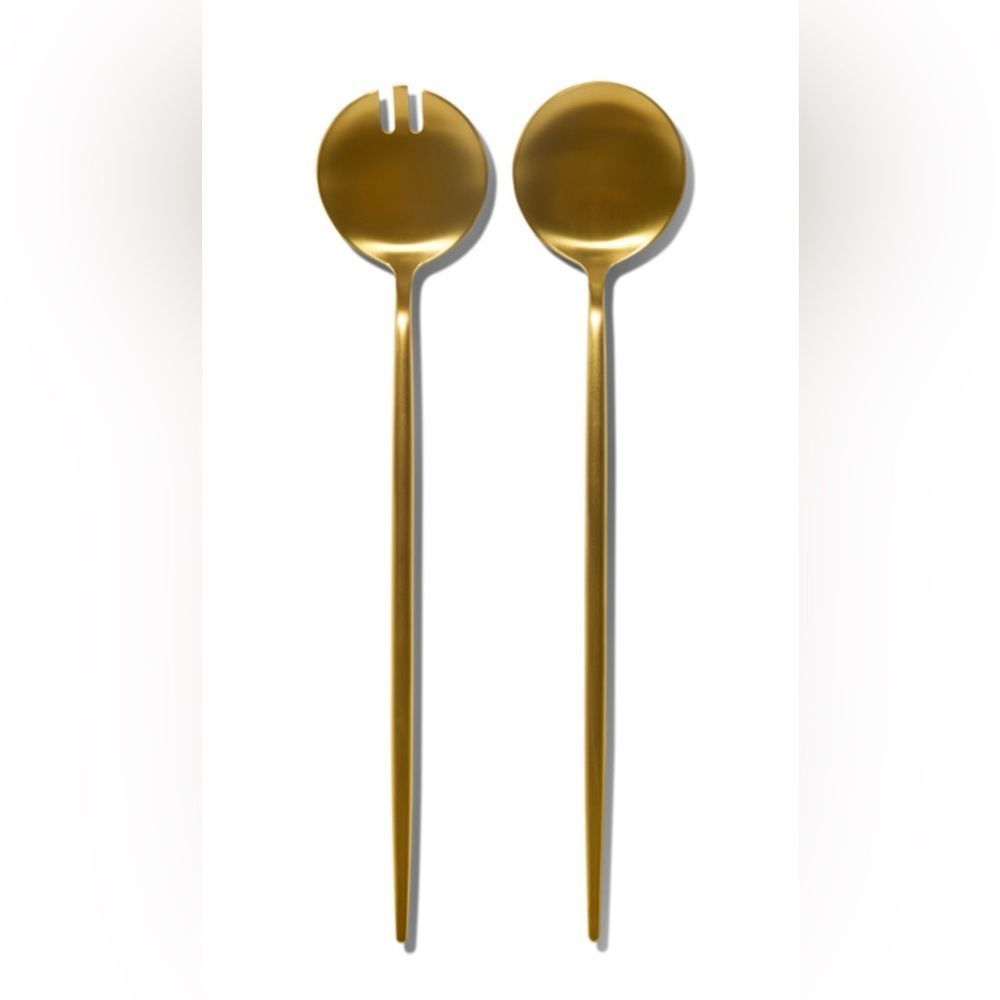 TAJA Collection Gold Salad Servers Set of 2 Mid-Century Modern Serveware NWT